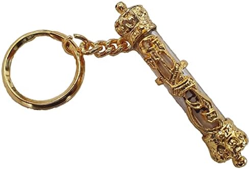 Gold Mezuzah Style Keychain with Travel Bless Scroll from Jerusalem