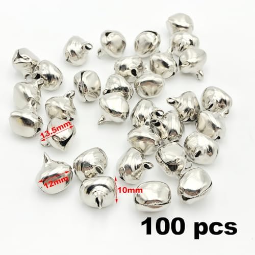 100 Mini Silver Bells 12mm for Decorating