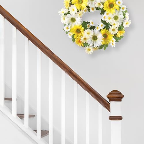 Beautiful Mixed Yellow and White Daisy Front Door Wreath
