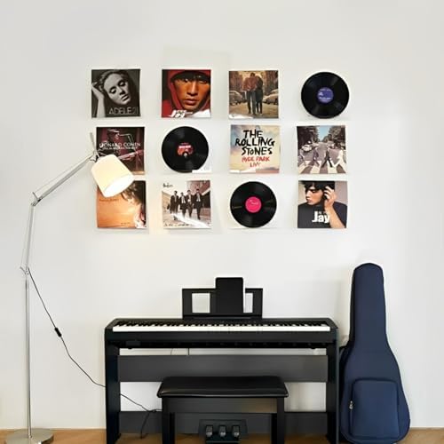 ROYALITA 4 Pack Clear Acrylic Vinyl Record Holders Wall Mount