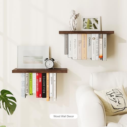 BUTUNITA Floating Bookshelves Rustic Wood 2 Pack
