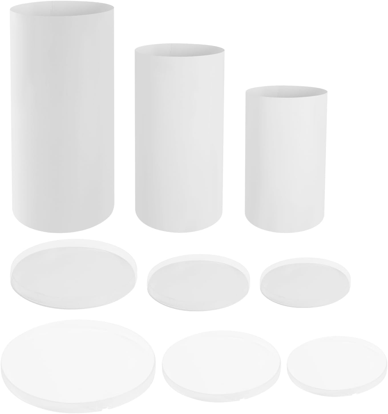 TBVECHI 3Pcs Cylinder Pedestal Stands White