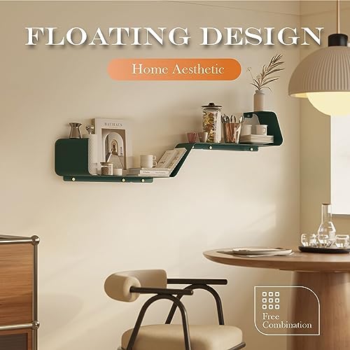 Set of 3 Floating Metal Wall Shelves for Home Storage