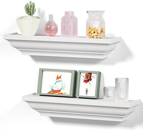 Alsonerbay Floating Shelves - 2 Pack White Rustic Wall Shelves