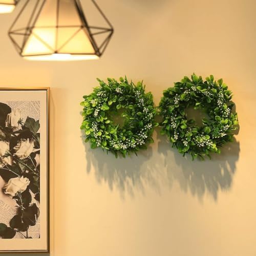 4 Pack Artificial Boxwood Wreaths 12 Inches