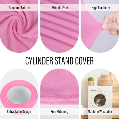 LEBENGURU 3Pcs Cylinder Pedestal Stand Covers Pink