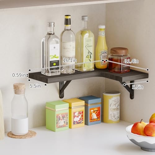 Fixwal Floating Corner Shelves Set of 5 Weathered Grey
