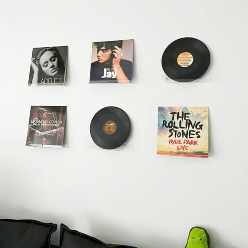 ROYALITA 4 Pack Clear Acrylic Vinyl Record Holders Wall Mount
