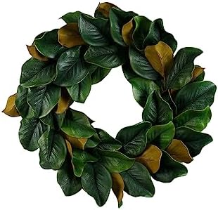 Serene Spaces Living Artificial Green Magnolia Leaf Wreath