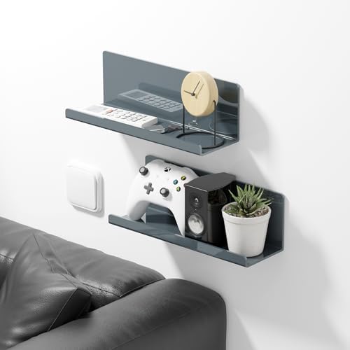 PAVSTINE Adhesive Floating Shelves 12 Inch Gray