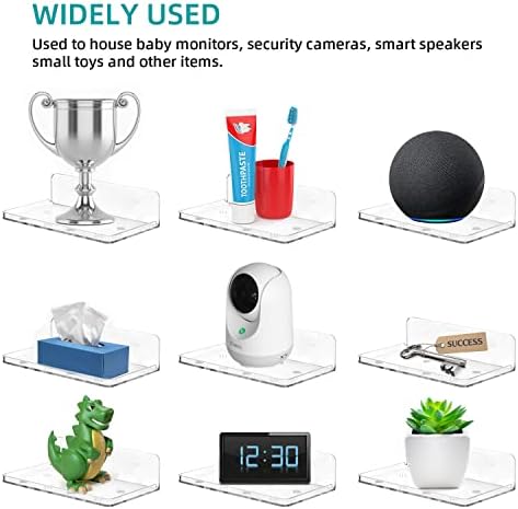 Wall Mount Floating Shelf for Security Camera and Mini Speaker Storage
