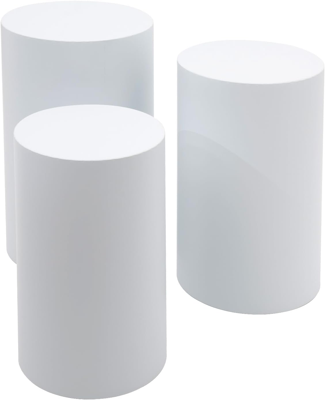 3PC White Cylinder Pedestal Stands for Party