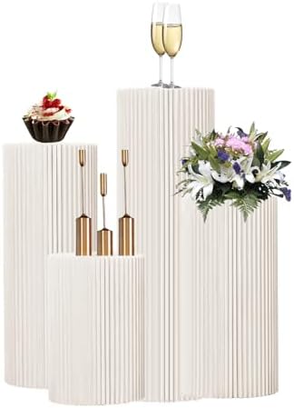 4Pack Cylinder Pedestal Stand for Dessert Display