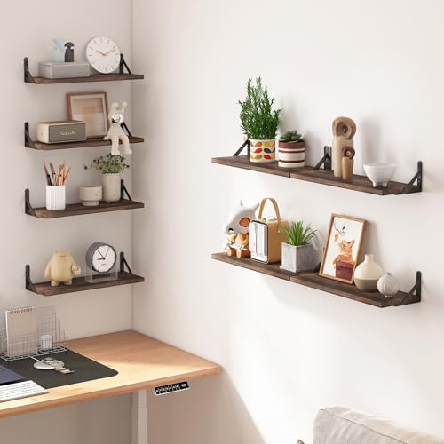 Fixwal Floating Shelves Set of 8 Rustic Wood Wall Shelves