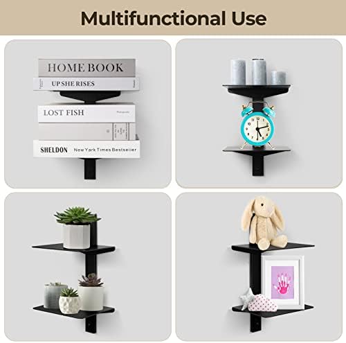 8 Tier Floating Bookshelf 4 Pack Black Space Saving Vertical Shelves