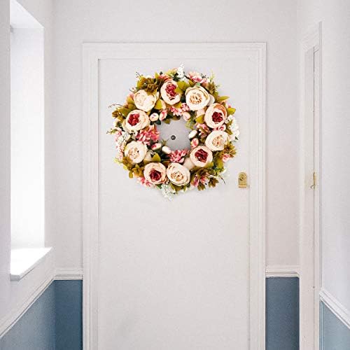 BOMAROLAN 19 Inch Artificial Peony Flower Wreath