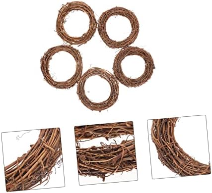 Unomor 5pcs Woven Rattan Wreath for Home Decor