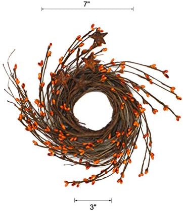 Primitives Rustic Wreath with Gold Barn Stars and Berries