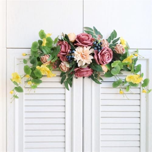Linglintel Imitation Flower Wreath Wall Hanging Decor