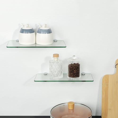 Sayayo Clear Floating Shelves for Wall 12 Inch Set of 2