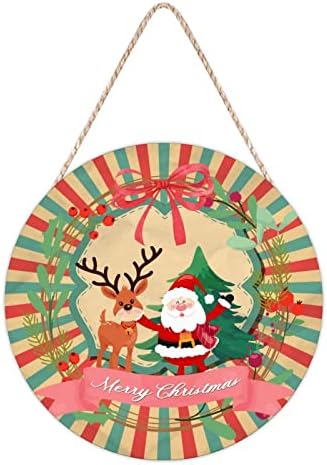 Holly Christmas Wreath Funny Santa Reindeer Door Hanger