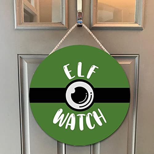 Funny Green Elf Watch Door Hanger for Kids