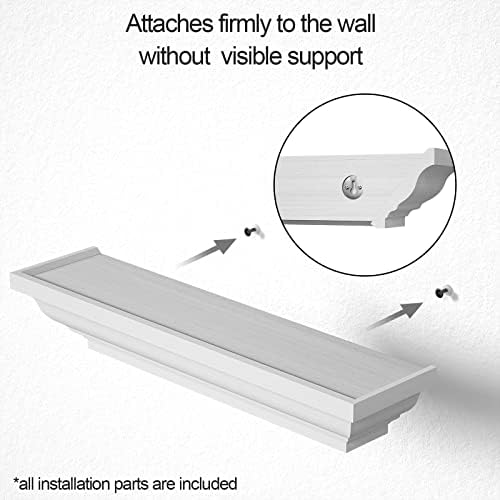 Alsonerbay Floating Shelves - 2 Pack White Rustic Wall Shelves