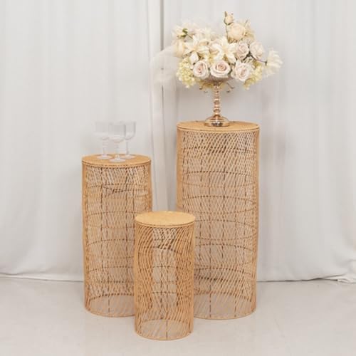 Efavormart Set of 3 Wicker Floor Lamp Shades with Wave Patterns