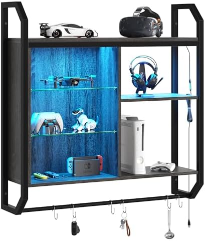 Bestier Gaming Floating Shelves with LED Lights