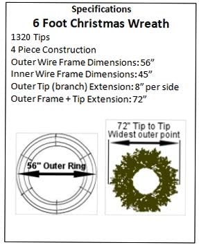 6 Foot Artificial Christmas Wreath with Large Red Bow