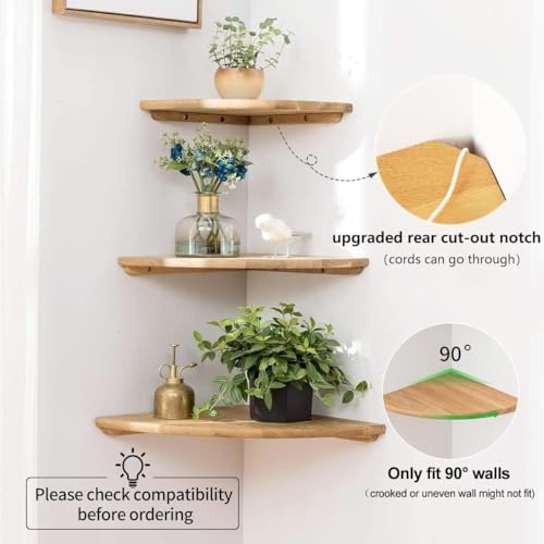 Conamily Corner Shelf Wall Mount Floating 90 Degree