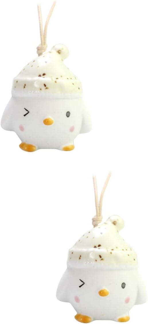 SOIMISS 2pcs Ceramic Chick Hanging Bell Pendant