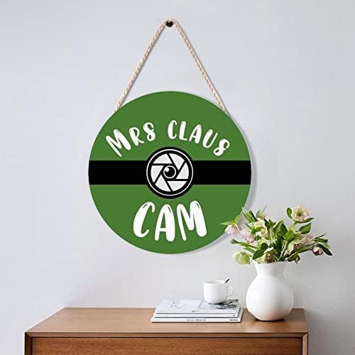 Farmhouse Door Hanger Funny Green Mrs Claus Cam Wood Sign 12x12in