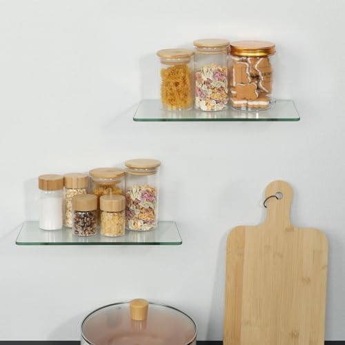 Sayayo Clear Floating Shelves for Wall 12 Inch Set of 2