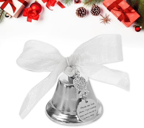 Silver Christmas Bell Ornament with Angel Wings
