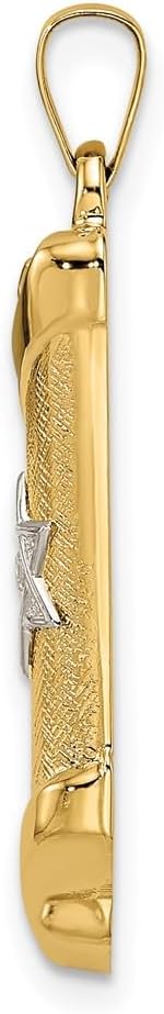 FJC Finejewelers Two Tone Gold Mezuzah Charm 31 x 7 mm