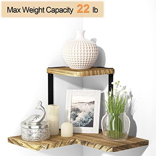 SRIWATANA Rustic Corner Shelf 2-Tier Wood Wall Mount