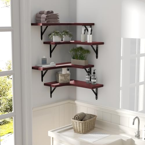 Corner Floating Shelves Set of 4 in Red