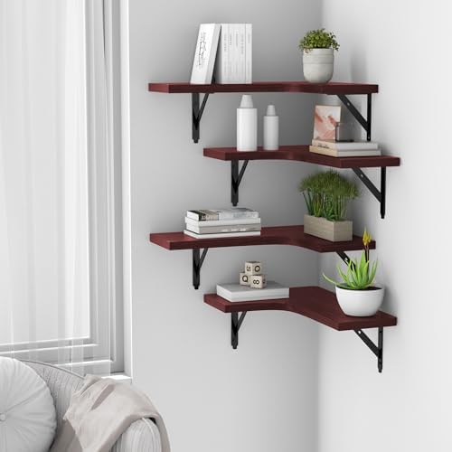 Corner Floating Shelves Set of 4 in Red