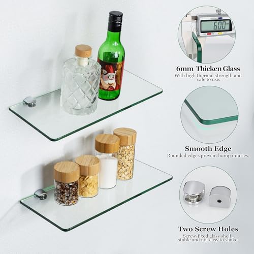 Sayayo Clear Floating Shelves for Wall 12 Inch Set of 2