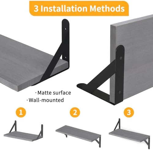 YGEOMER Floating Shelves Set of 4 Gray Wall Shelves