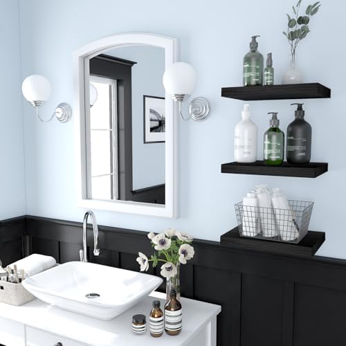 Set of 3 Floating Wall Shelves Black 12x9 Inch