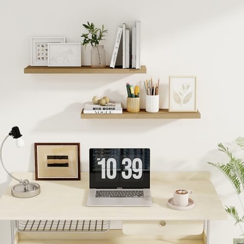 Fun Memories 30 Inch Rustic Wood Floating Shelves Set of 2