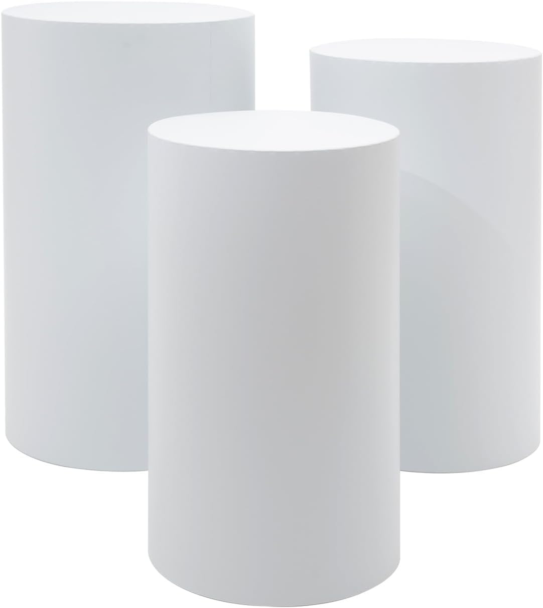 3pcs White Cylinder Pedestal Stand for Wedding Decor
