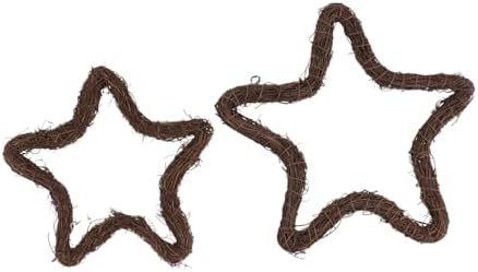 2pcs Handwoven Rattan Star Door Wreath Decorations