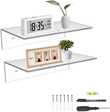 12 Inches Clear Acrylic Floating Shelves 2 Pack