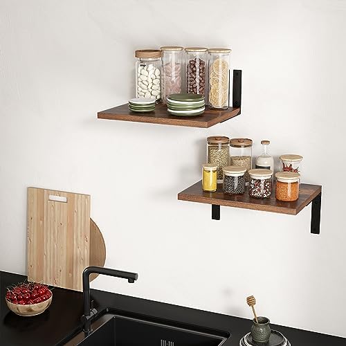 Inforth 12 Deep Floating Wall Shelves Brown 16x12