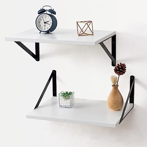 Axeman Deep Floating Shelves Set of 2 16W x 12D White Wall Shelves