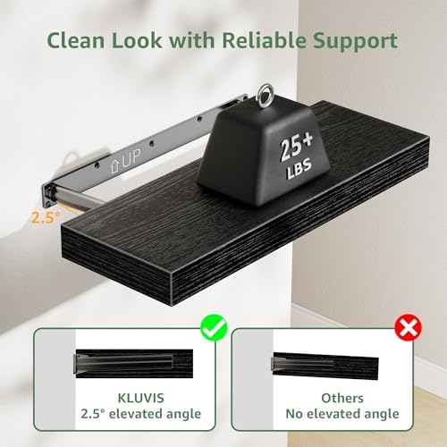 KLUVIS Bathroom Floating Shelves Set of 3 Black 157 Inch