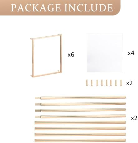 LANLONG Gold Pedestal Stand with Acrylic Panels 2Pcs
